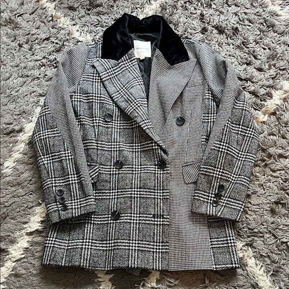 Avec Les Filles houndstooth blazer. Oversized. Size xs. Black. White. Pre-owned. - Picture 1 of 7